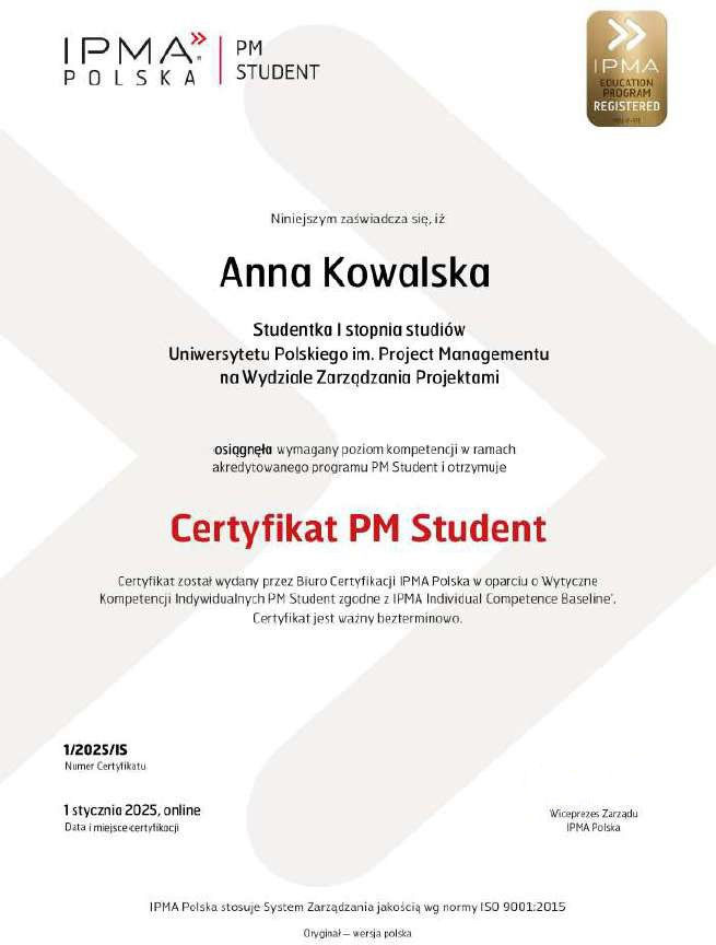IPMA certyfikat