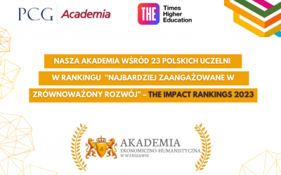 Nasza uczelnia znalazła się wśród 23 polskich uczelni w rankingu „Uczelnie najbardziej zaangażowane w zrównoważony rozwój”!